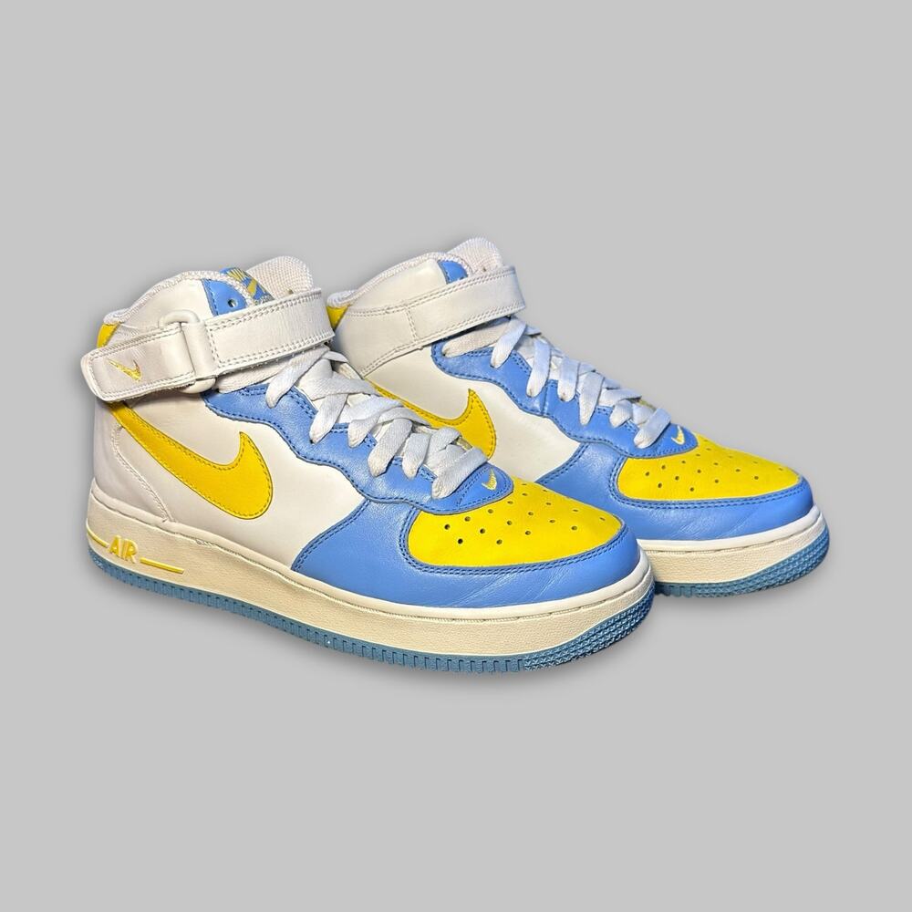 Nike Air Force 1 Mid White/Yellow/Blue Men’s Sneakers - Size 6.5Y